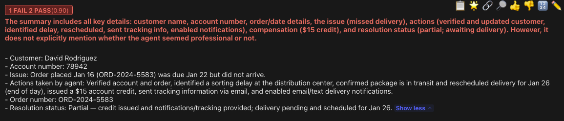 failure message