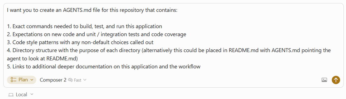 Using AI to create an AGENTS.md file