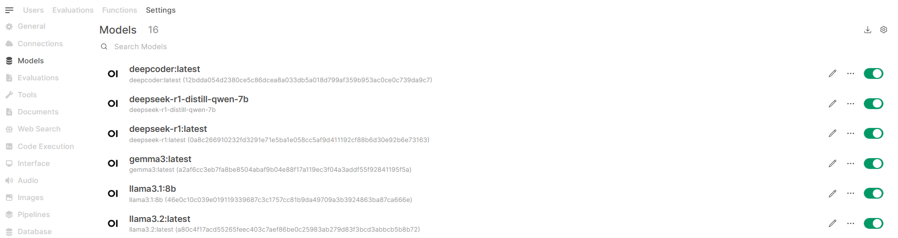 Configuring available models