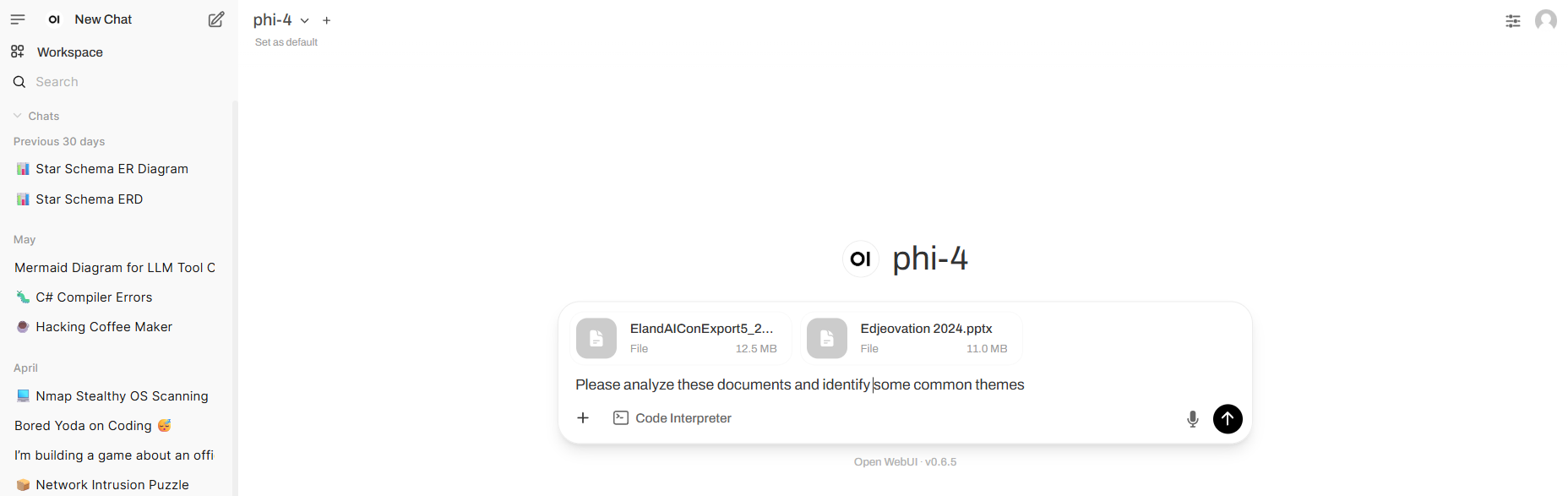 Starting or resuming a conversation in Open WebUI